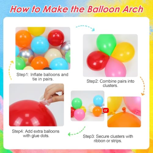 230pcs Back to School Balloon Arch Kit, Colorful Red Blue Yellow Lime Green Orange Foil Yellow Pink Nude Silver Black Pencil Balloons for First Day of School Party Decorations